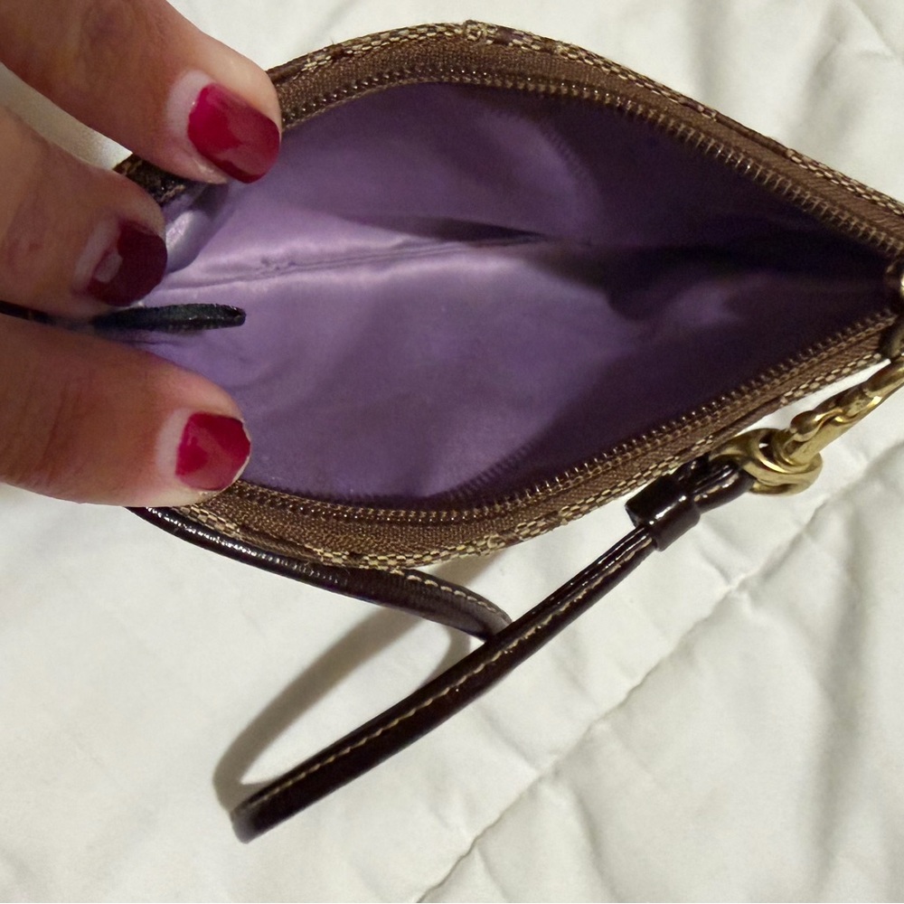 Coach Tan and Brown Signature Wristlet - Picture 3 of 3